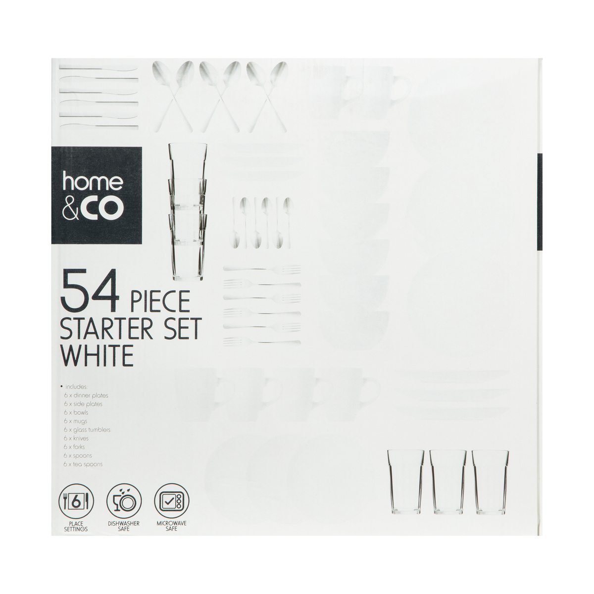 Home Co 54 Piece Starter Set White Ifmal Com